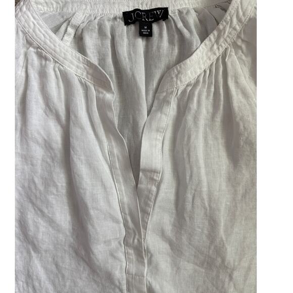 J. Crew Cabana Long Sleeve Coastal Top in White Linen Size Medium - Picture 10 of 12